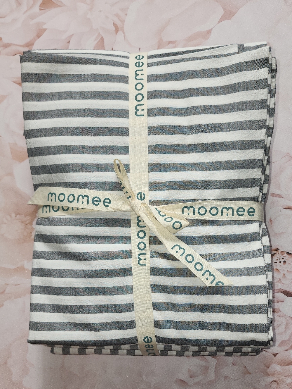 MooMee Grey and White Classic Striped Duvet Cover/Pillow Shams - Super Queen